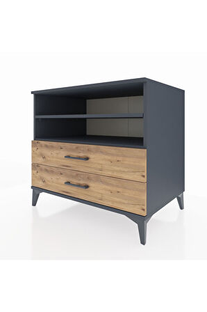 Kronos Şifonyer 2 Raflı 2 Çekmeceli 88x59x80 Antrasit-Çam