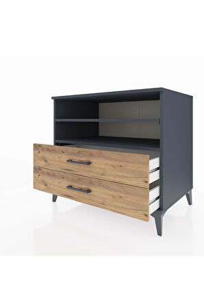 Kronos Şifonyer 2 Raflı 2 Çekmeceli 88x59x80 Antrasit-Çam