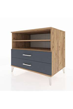 Kronos Şifonyer 2 Raflı 2 Çekmeceli 88x59x80 Çam-Antrasit