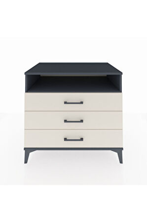 Kronos Şifonyer Tek Raflı 3 Çekmeceli 88x59x80 Antrasit-Aytaşı