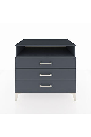 Kronos Şifonyer Tek Raflı 3 Çekmeceli 88x59x80 Antrasit-Antrasit