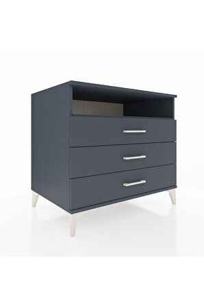 Kronos Şifonyer Tek Raflı 3 Çekmeceli 88x59x80 Antrasit-Antrasit