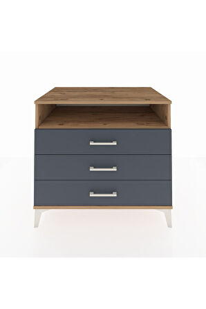 Kronos Şifonyer Tek Raflı 3 Çekmeceli 88x59x80 Çam-Antrasit