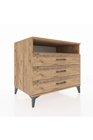 Kronos Şifonyer Tek Raflı 3 Çekmeceli 88x59x80 Çam-Çam