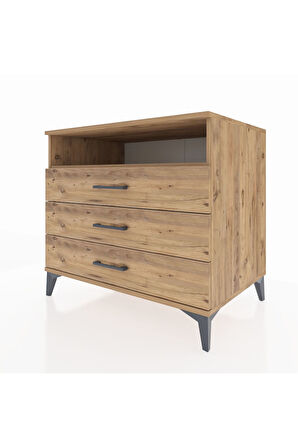 Kronos Şifonyer Tek Raflı 3 Çekmeceli 88x59x80 Çam-Çam
