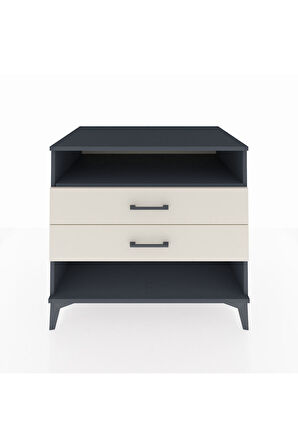 Kronos Şifonyer Tek Raflı 2 Çekmeceli 88x59x80 Antrasit-Aytaşı