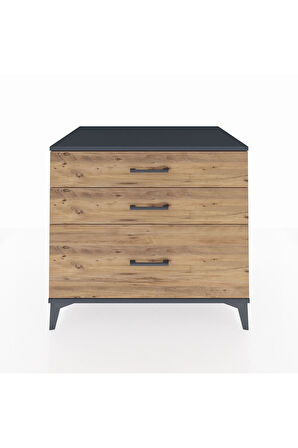 Kronos Şifonyer 3 Çekmeceli 88x59x80 Antrasit-Çam