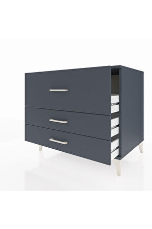 Kronos Şifonyer 3 Çekmeceli 88x59x80 Antrasit-Antrasit