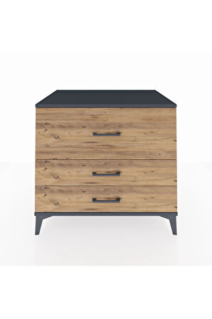 Kronos Şifonyer 3 Çekmeceli 88x59x80 Antrasit-Çam