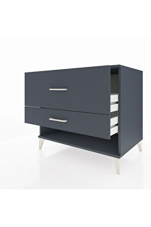 Kronos Şifonyer 2 Çekmeceli 88x59x80 Antrasit-Antrasit