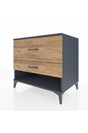 Kronos Şifonyer 2 Çekmeceli 88x59x80 Antrasit-Çam