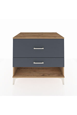 Kronos Şifonyer 2 Çekmeceli 88x59x80 Çam-Antrasit