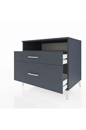 Kronos Şifonyer Tek Raflı 2 Çekmeceli 88x59x80 Antrasit-Antrasit