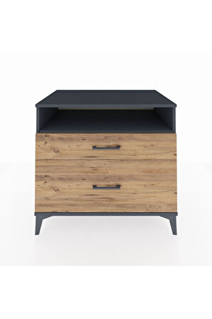 Kronos Şifonyer Tek Raflı 2 Çekmeceli 88x59x80 Antrasit-Çam