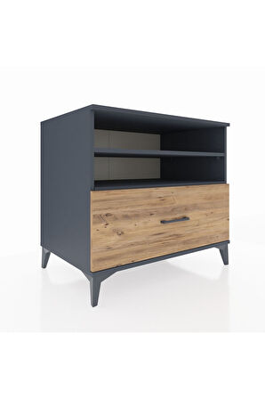 Kronos Şifonyer 2 Raflı Tek Çekmeceli 88x59x80 Antrasit-Çam