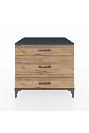 Kronos Şifonyer 3 Çekmeceli 88x59x80 Antrasit-Çam