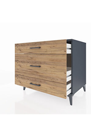 Kronos Şifonyer 3 Çekmeceli 88x59x80 Antrasit-Çam