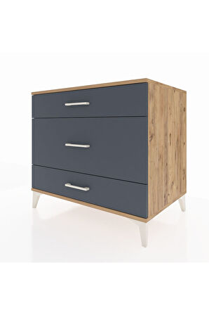 Kronos Şifonyer 3 Çekmeceli 88x59x80 Çam-Antrasit