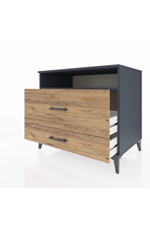 Kronos Şifonyer Tek Raflı 2 Çekmeceli 88x59x80 Antrasit-Çam