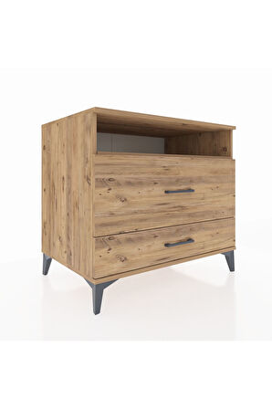 Kronos Şifonyer Tek Raflı 2 Çekmeceli 88x59x80 Çam-Çam
