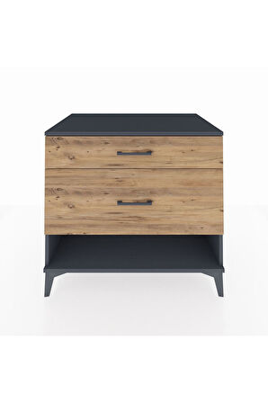 Kronos Şifonyer 2 Çekmeceli 88x59x80 Antrasit-Çam