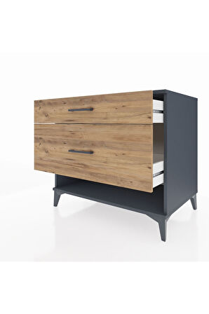 Kronos Şifonyer 2 Çekmeceli 88x59x80 Antrasit-Çam