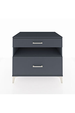 Kronos Şifonyer Tek Raflı 2 Çekmeceli 88x59x80 Antrasit-Antrasit