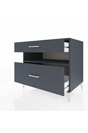 Kronos Şifonyer Tek Raflı 2 Çekmeceli 88x59x80 Antrasit-Antrasit