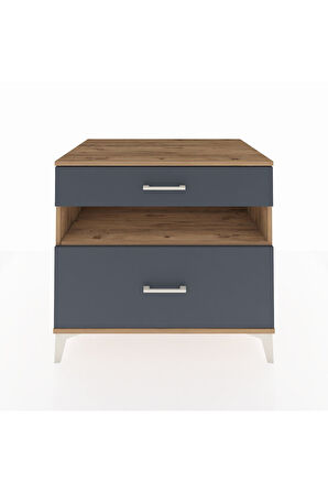 Kronos Şifonyer Tek Raflı 2 Çekmeceli 88x59x80 Çam-Antrasit