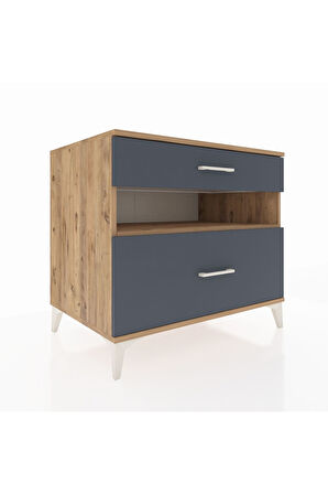 Kronos Şifonyer Tek Raflı 2 Çekmeceli 88x59x80 Çam-Antrasit