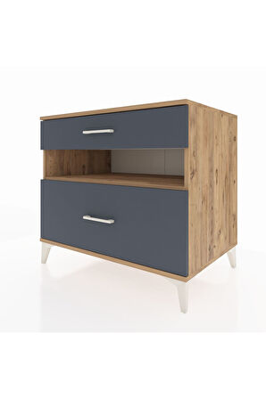 Kronos Şifonyer Tek Raflı 2 Çekmeceli 88x59x80 Çam-Antrasit