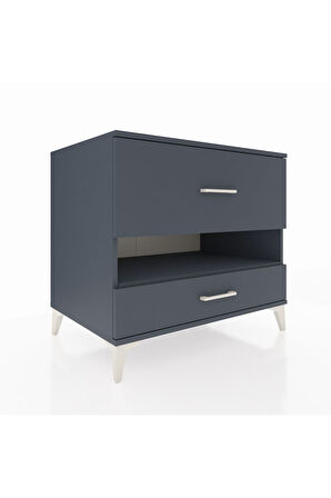 Kronos Şifonyer Tek Raflı 2 Çekmeceli 88x59x80 Antrasit-Antrasit