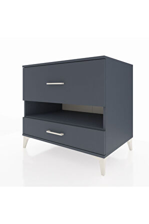 Kronos Şifonyer Tek Raflı 2 Çekmeceli 88x59x80 Antrasit-Antrasit