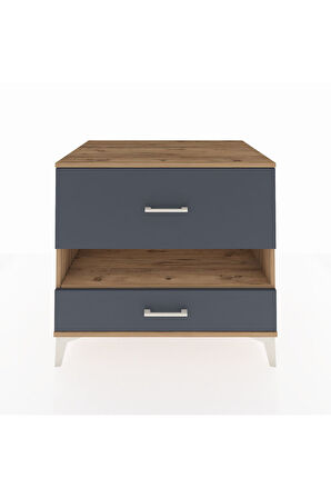 Kronos Şifonyer Tek Raflı 2 Çekmeceli 88x59x80 Çam-Antrasit