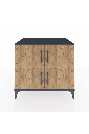 Kronos Şifonyer 3 Raflı 4 Kapaklı 88x59x80 Antrasit-Çam