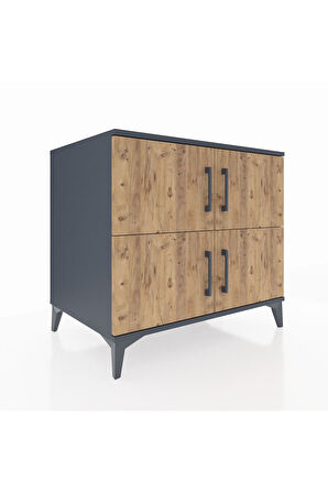 Kronos Şifonyer 3 Raflı 4 Kapaklı 88x59x80 Antrasit-Çam