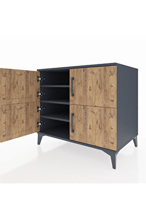 Kronos Şifonyer 3 Raflı 4 Kapaklı 88x59x80 Antrasit-Çam