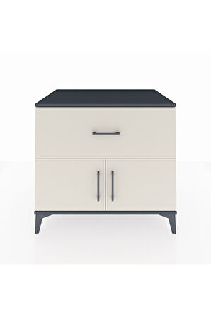 Kronos Şifonyer Tek Raflı Tek Çekmeceli 2 Kapaklı 88x59x80 Antrasit-Aytaşı