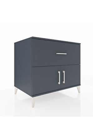 Kronos Şifonyer Tek Raflı Tek Çekmeceli 2 Kapaklı 88x59x80 Antrasit-Antrasit