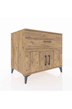 Kronos Şifonyer Tek Raflı Tek Çekmeceli 2 Kapaklı 88x59x80 Çam-Çam