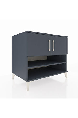 Kronos Şifonyer 3 Raflı 2 Kapaklı 88x59x80 Antrasit-Antrasit