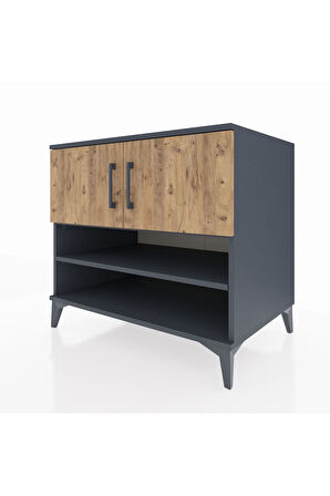 Kronos Şifonyer 3 Raflı 2 Kapaklı 88x59x80 Antrasit-Çam