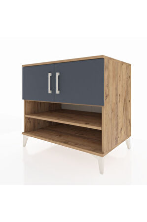 Kronos Şifonyer 3 Raflı 2 Kapaklı 88x59x80 Çam-Antrasit