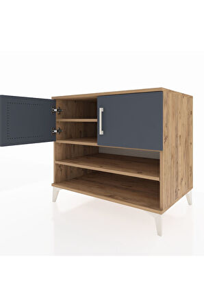 Kronos Şifonyer 3 Raflı 2 Kapaklı 88x59x80 Çam-Antrasit