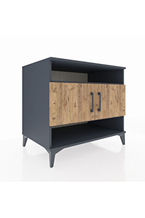 Kronos Şifonyer 3 Raflı 2 Kapaklı 88x59x80 Antrasit-Çam