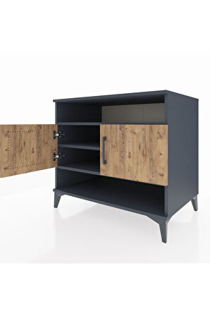 Kronos Şifonyer 3 Raflı 2 Kapaklı 88x59x80 Antrasit-Çam