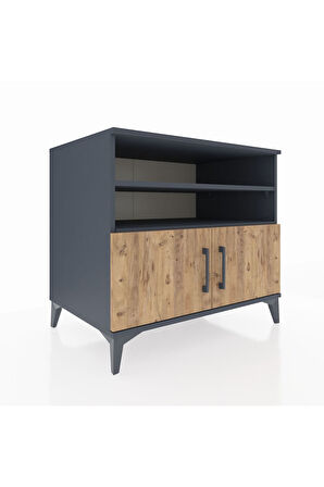 Kronos Şifonyer 3 Raflı 2 Kapaklı 88x59x80 Antrasit-Çam