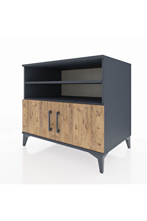 Kronos Şifonyer 3 Raflı 2 Kapaklı 88x59x80 Antrasit-Çam