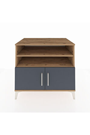 Kronos Şifonyer 3 Raflı 2 Kapaklı 88x59x80 Çam-Antrasit