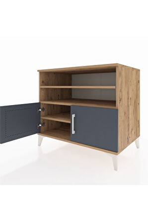 Kronos Şifonyer 3 Raflı 2 Kapaklı 88x59x80 Çam-Antrasit